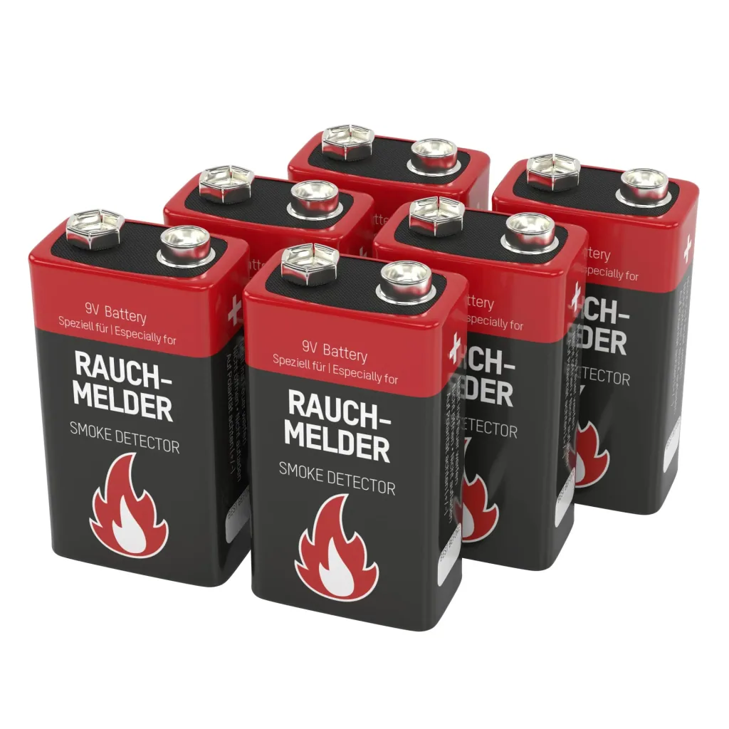 Alkaline 9 V smoke detector battery - 6 pieces