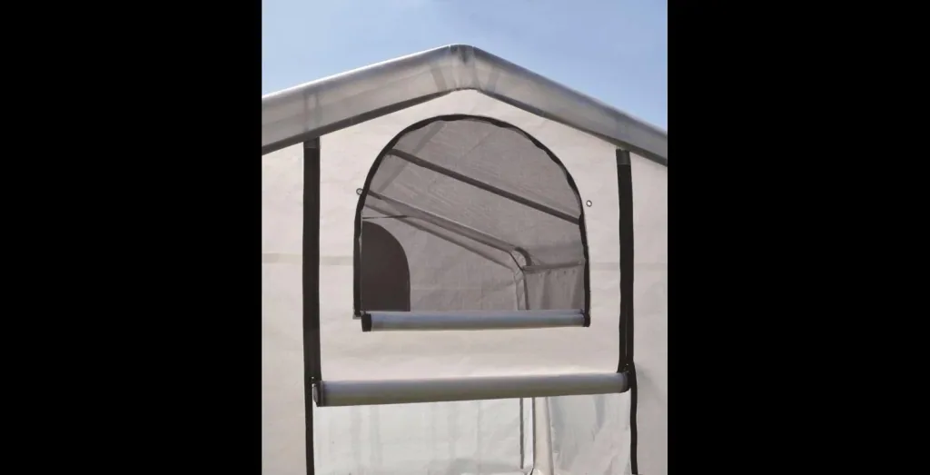Greenhouse 3.24 m² White, 180×180 cm – Compact Foil Greenhouse with Roll-Up Door, Weatherproof
