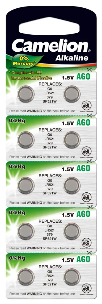 Alkaline button cell AG0/LR63, 1.5 Volt, 0%HG - 10 pieces