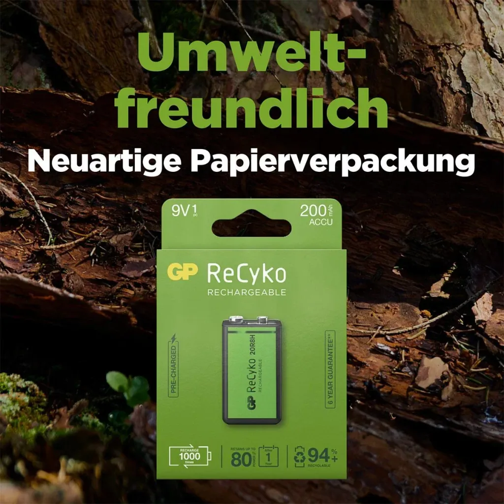 ReCyko 9V Block NiMH Battery with 200 mAh, 1.2V - 1 piece