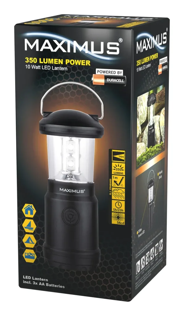 LED camping light with suspension and 2 brightness levels