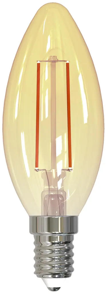 LED retro decorative candle lamp gold with 1.5 watts, E14, 2000 Kelvin