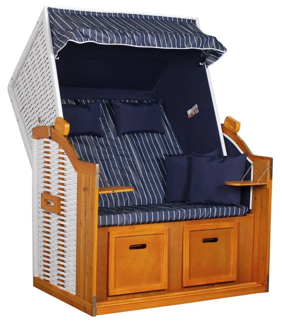 Beach chair "Ostsee" striped in royal blue