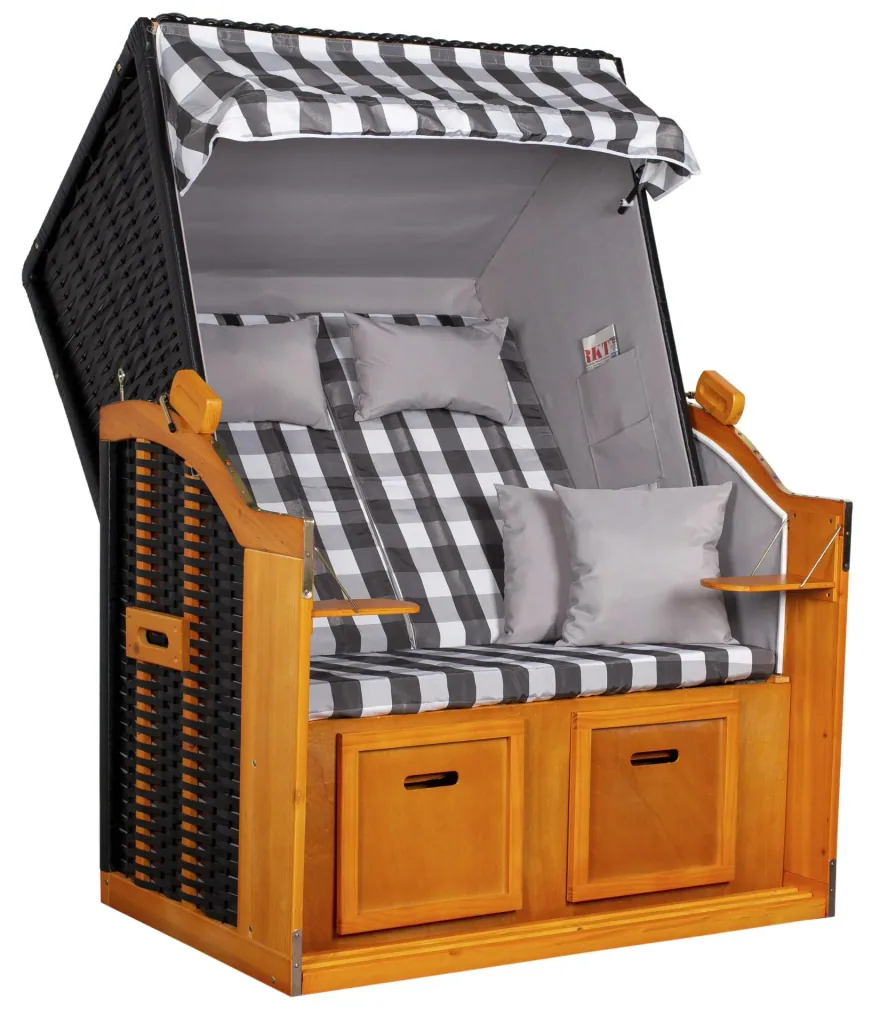 Beach chair "Baltic Sea" checked grey/white