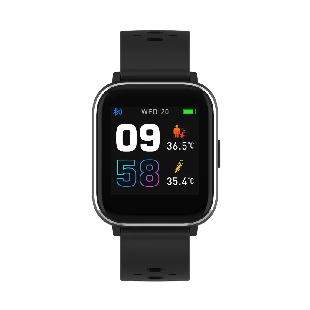 Bluetooth Smartwatch with body temperature sensor, blood oxygen saturation and heart rate sensor, black