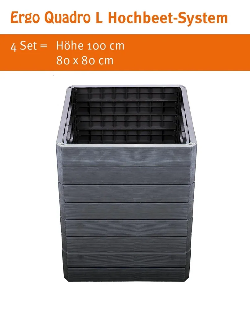 Ergo Quadro L raised bed system anthracite, height: 25 cm, 80 x 80 cm