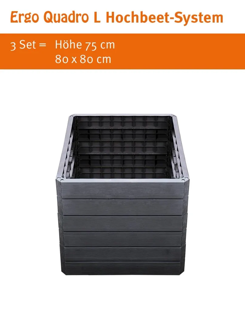 Ergo Quadro L raised bed system anthracite, height: 25 cm, 80 x 80 cm