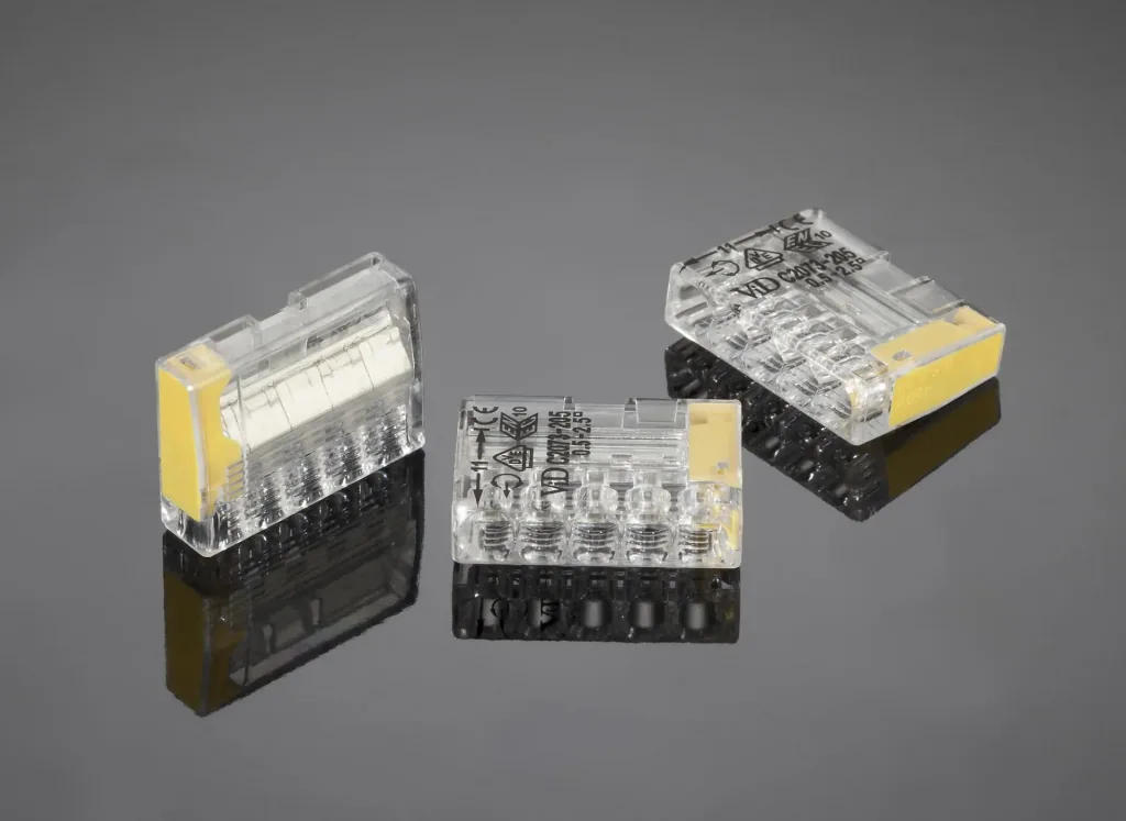 Micro plug-in terminals, 100 pieces, 5 x 0.5 - 2.5 mm², transparent