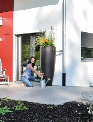 2 in 1 rain barrel, water container, 300 liters, mocha
