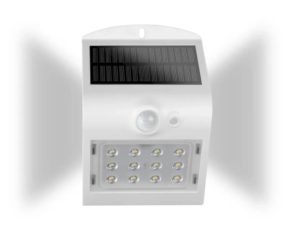 Solar LED light with motion detector, white