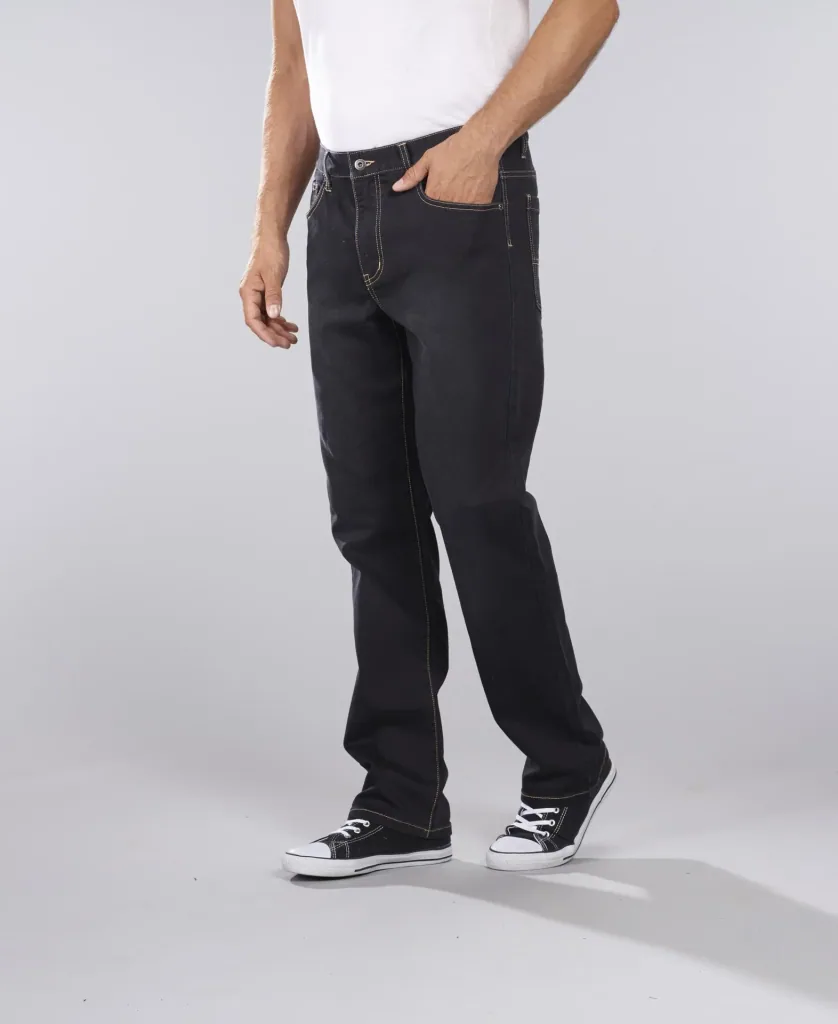 Stretch denim jogging pants, black, size 52