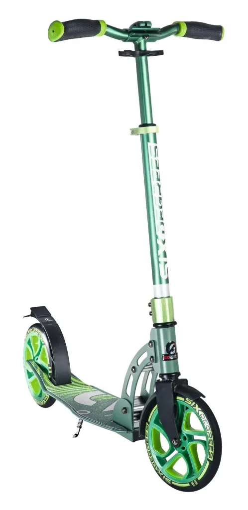 Aluminum scooter with folding mechanism and stand, 205 mm, ABEC 7, height adjustable, green