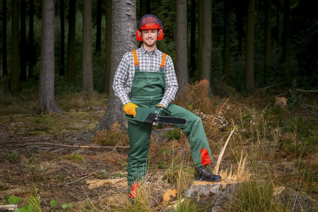 Cut protection safety starter set: trousers size 54, helmet, gloves