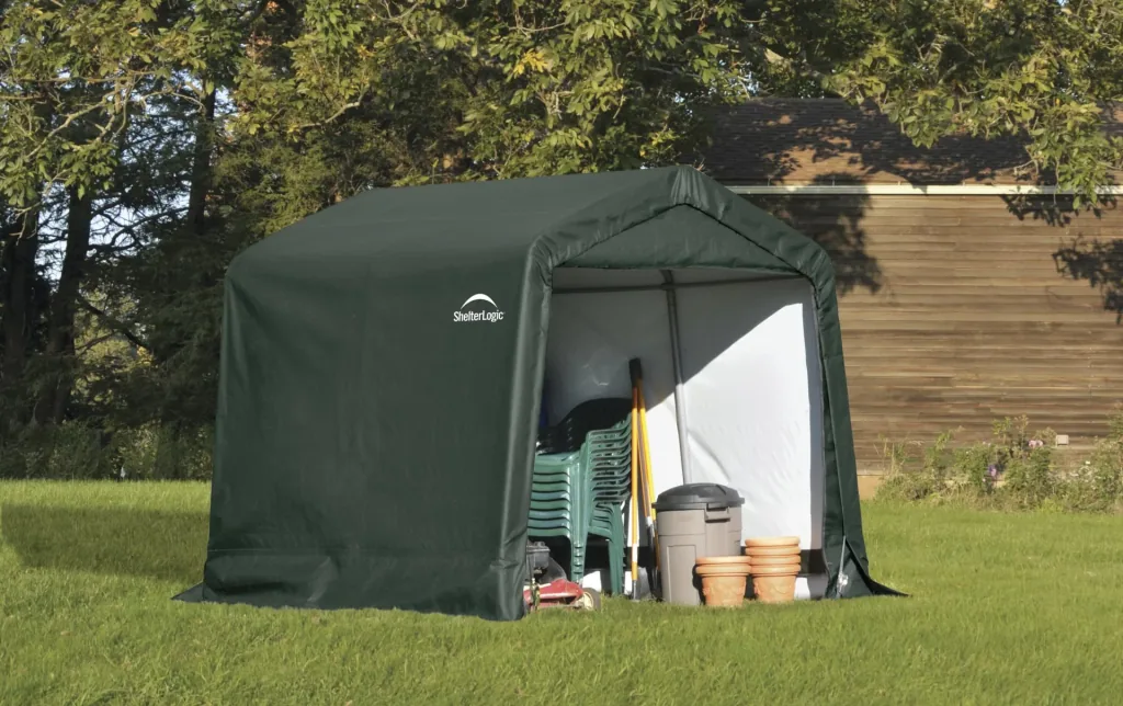 Foil Tool Shed 5.76 m², green, 240×240 cm – reinforced back wall, DuPont steel frame, weather-resistant