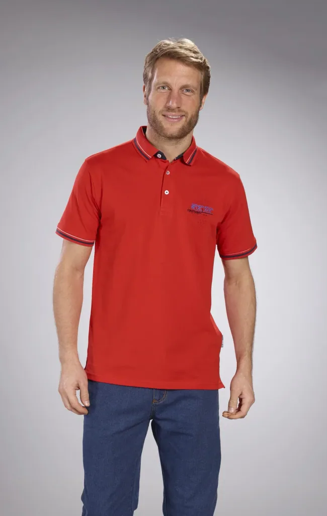 Pique polo shirt, red, size M