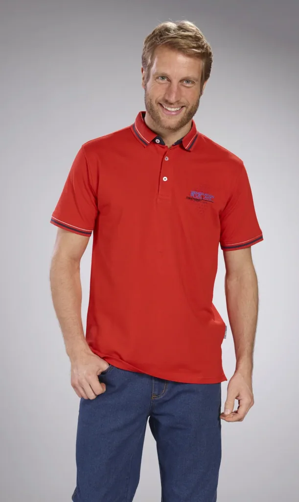 Pique polo shirt, red, size M