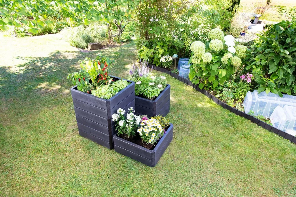 Ergo Quadro M raised bed system anthracite, height: 25 cm, 60 x 80 cm