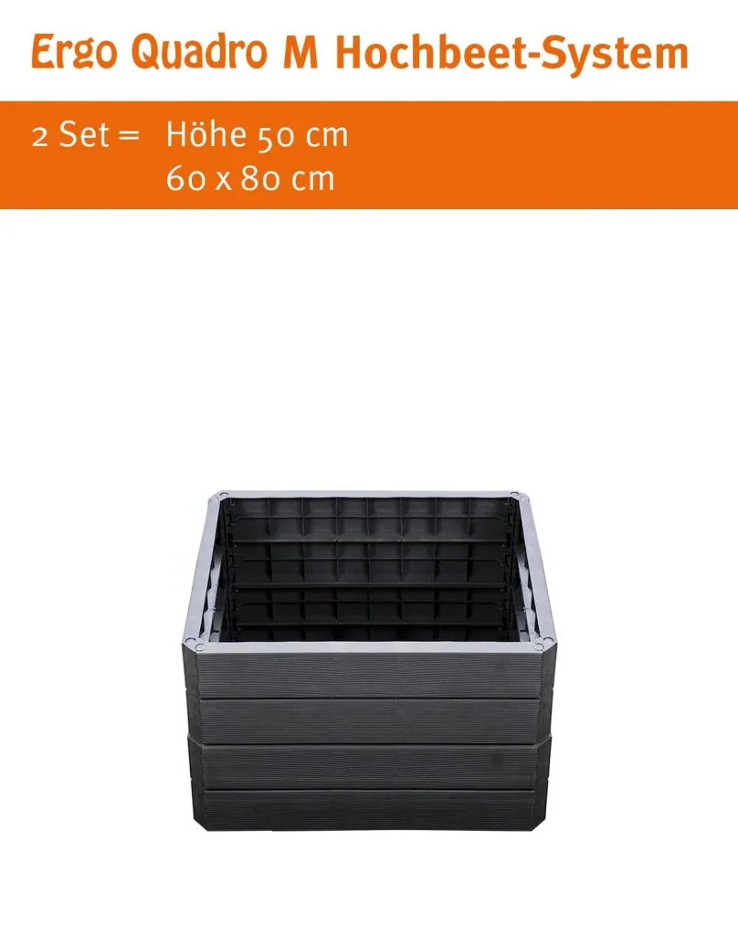 Ergo Quadro M raised bed system anthracite, height: 25 cm, 60 x 80 cm