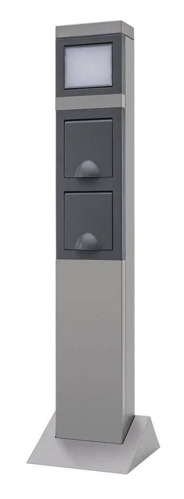 Garden socket column 2-way with LED lighting, aluminum