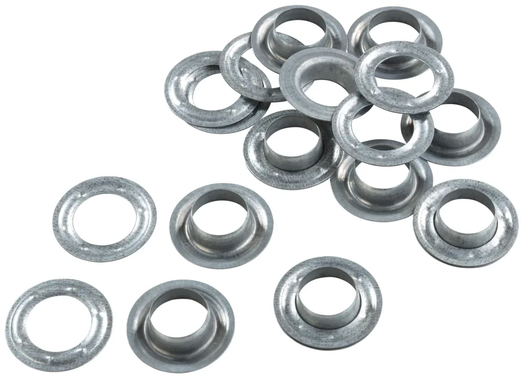 Eyelets with washers, 16 mm, galvanized, 10 pieces, for 480095 eyelet pliers XXL
