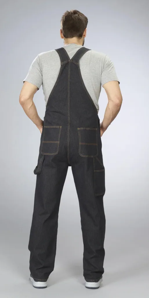Stretch dungaree jeans, color black, size 48