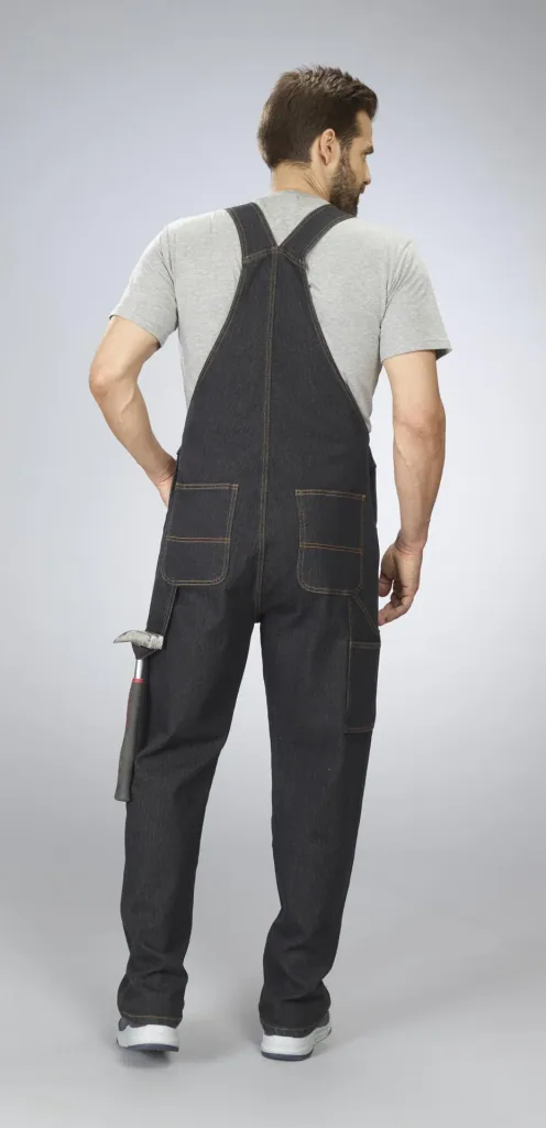 Stretch dungaree jeans, color black, size 48