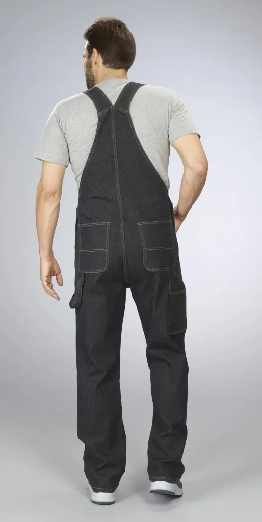 Stretch dungaree jeans, color black, size 48
