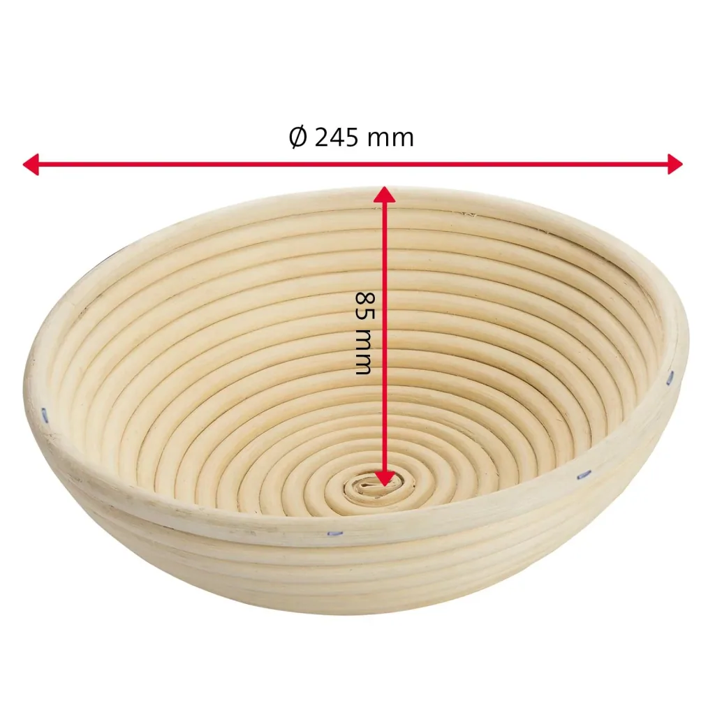 Set of wicker fermentation baskets with cotton cover, round
