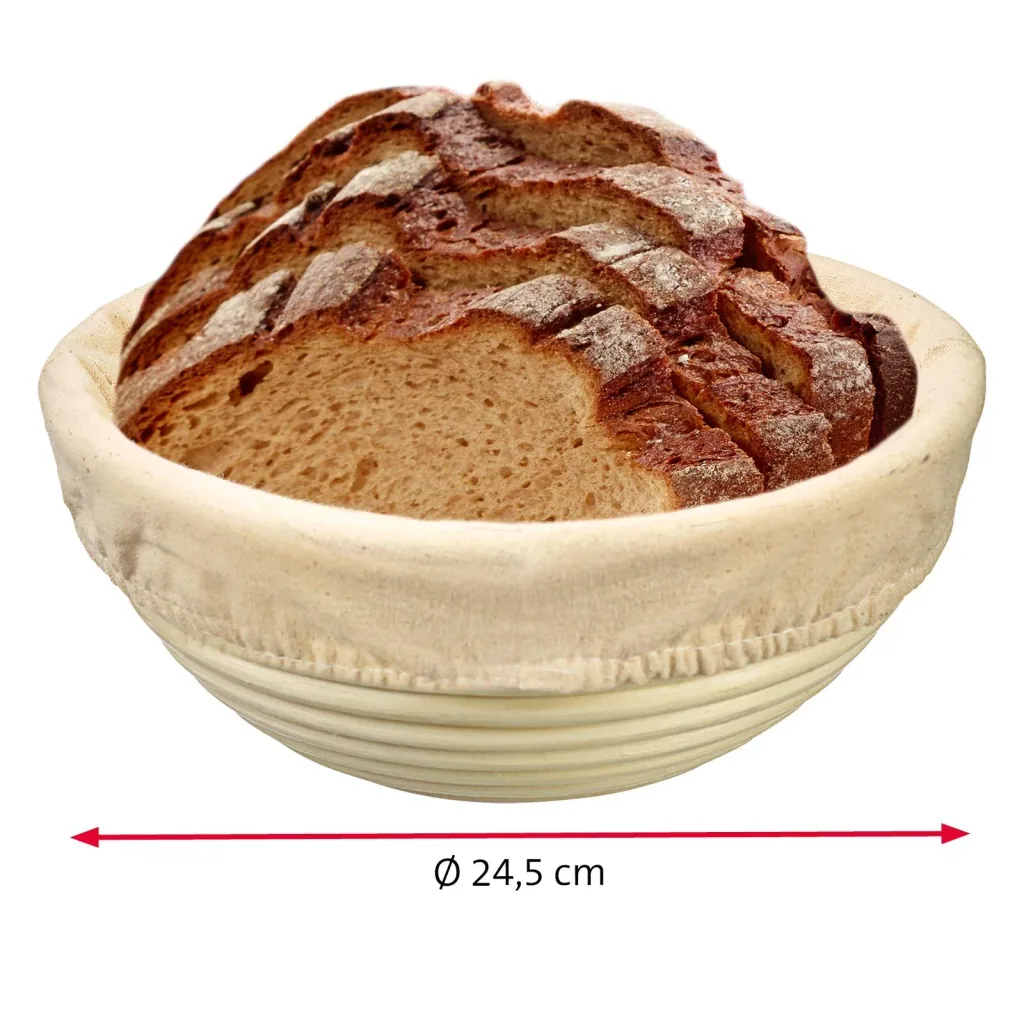 Set of wicker fermentation baskets with cotton cover, round