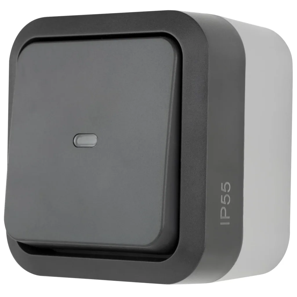 Surface-mounted damp-room heating emergency switch IP55