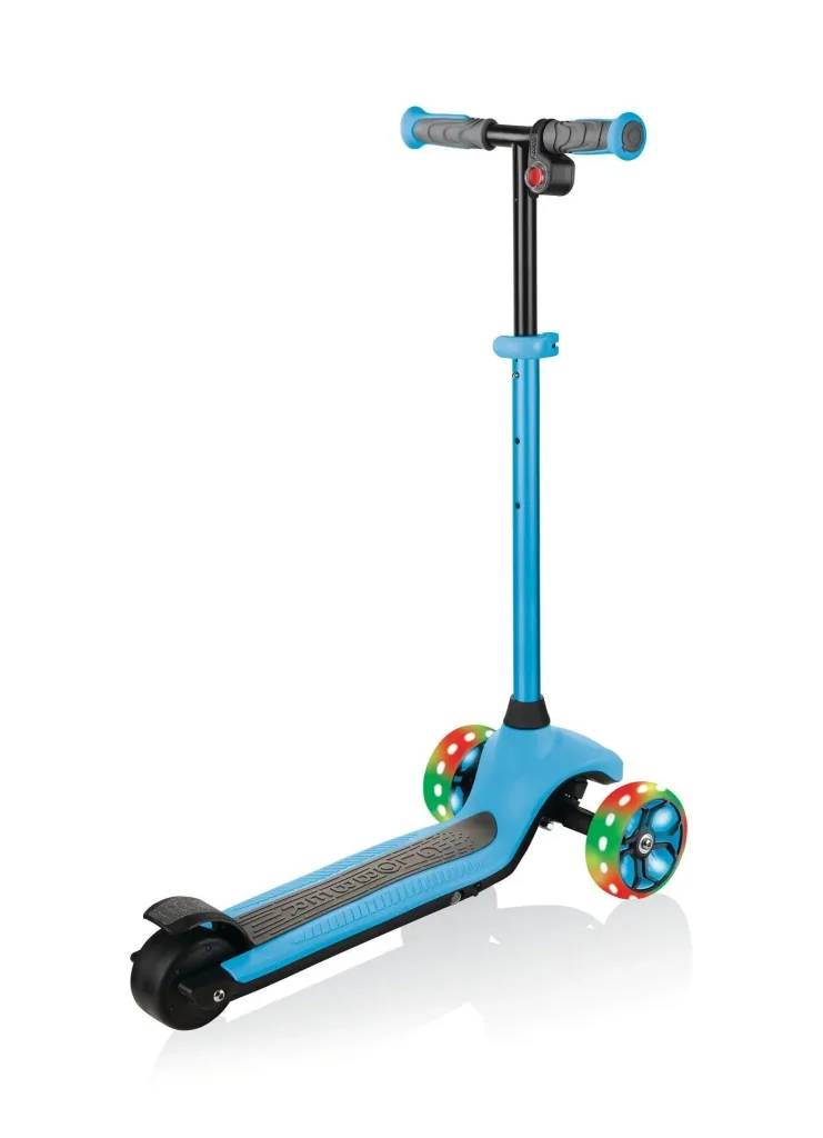 ONE K E-MOTION 4 PLUS, electric scooter, lithium battery, 80 W motor, 125/90 mm, 3-wheeled, LED wheels, light blue