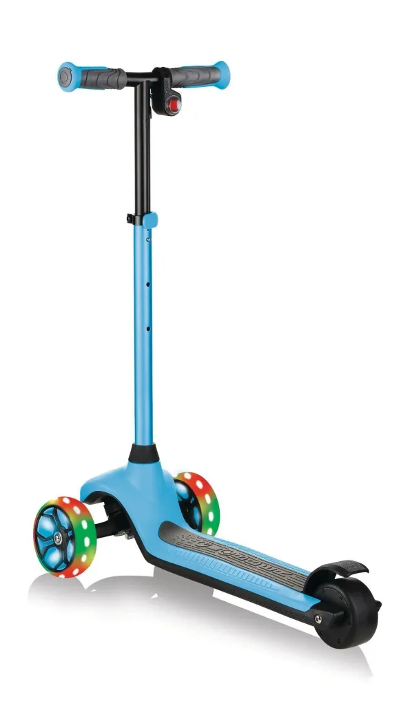 ONE K E-MOTION 4 PLUS, electric scooter, lithium battery, 80 W motor, 125/90 mm, 3-wheeled, LED wheels, light blue