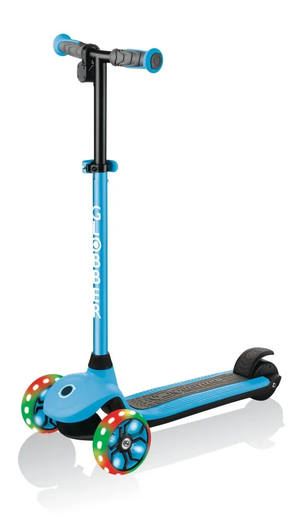 ONE K E-MOTION 4 PLUS, electric scooter, lithium battery, 80 W motor, 125/90 mm, 3-wheeled, LED wheels, light blue