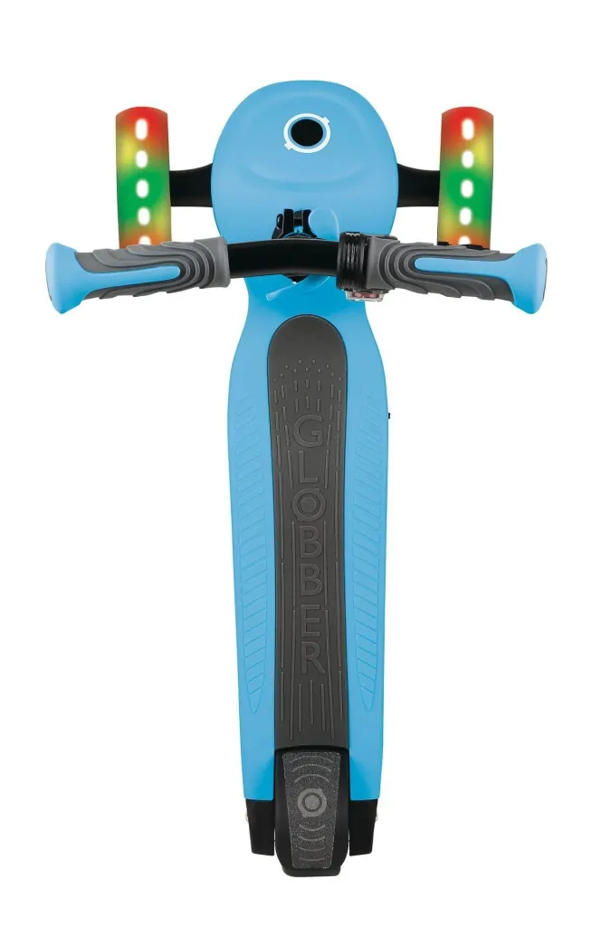 ONE K E-MOTION 4 PLUS, electric scooter, lithium battery, 80 W motor, 125/90 mm, 3-wheeled, LED wheels, light blue