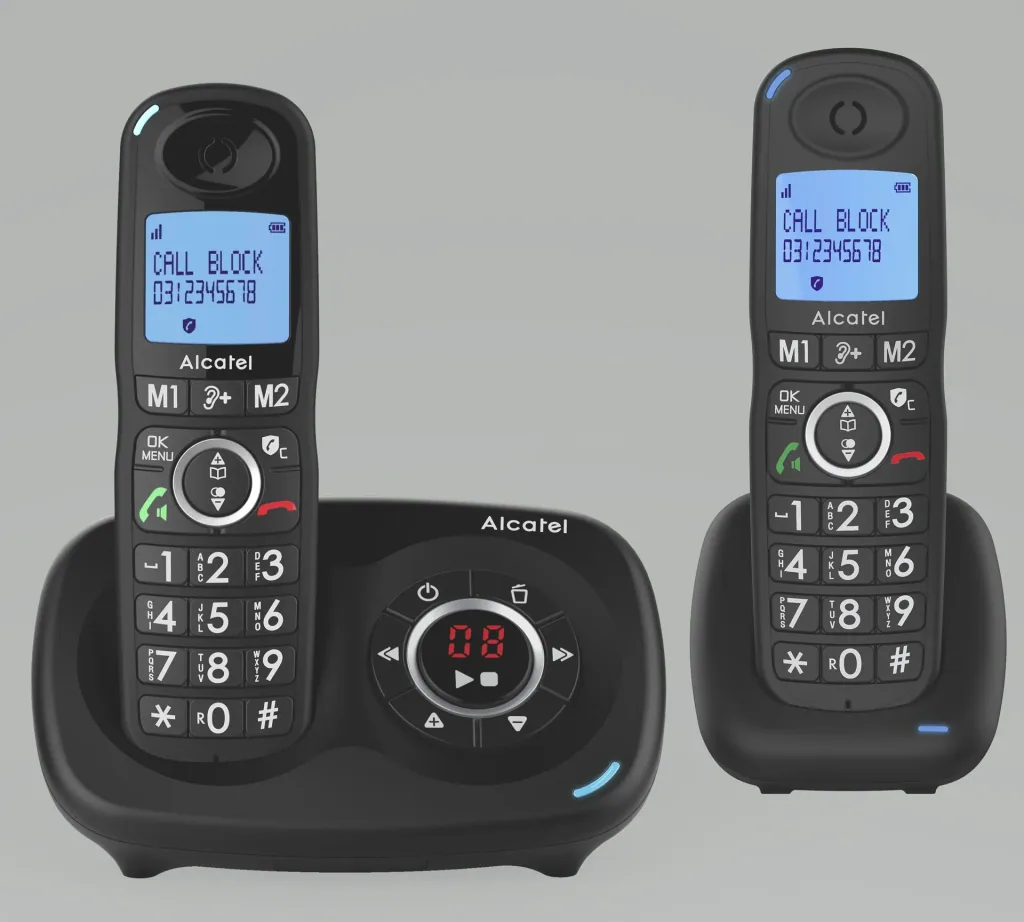 Comfort telephone Alcatel XL595B Duo Voice with call block function, cordless