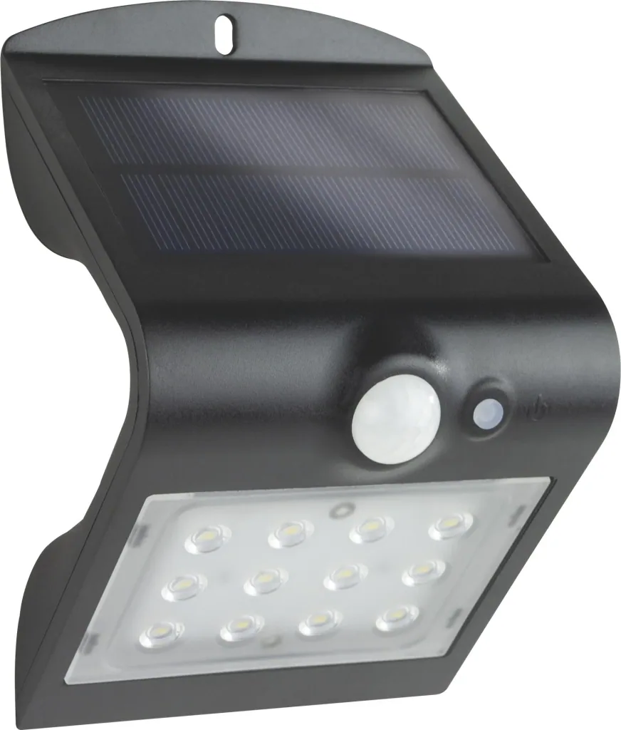 Solar LED light with motion detector, black