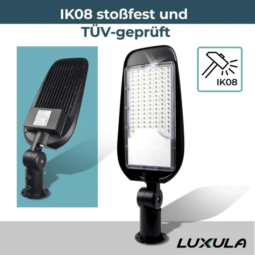 LED street light 100 W offers 11700 lm, 5000 K (neutral white) & IP65 protection