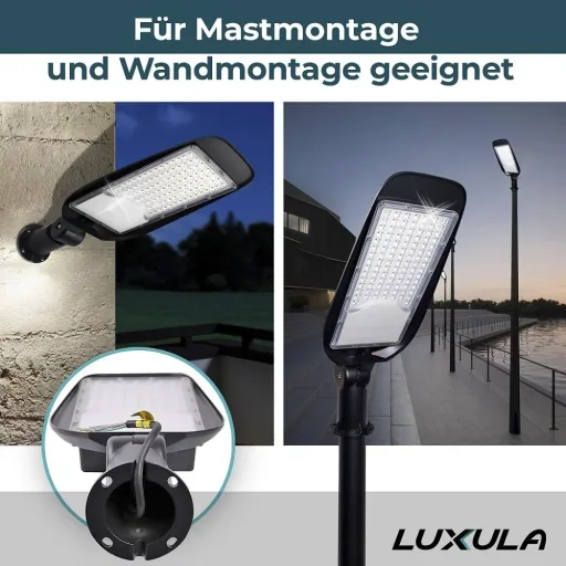 LED street light 100 W offers 11700 lm, 5000 K (neutral white) & IP65 protection