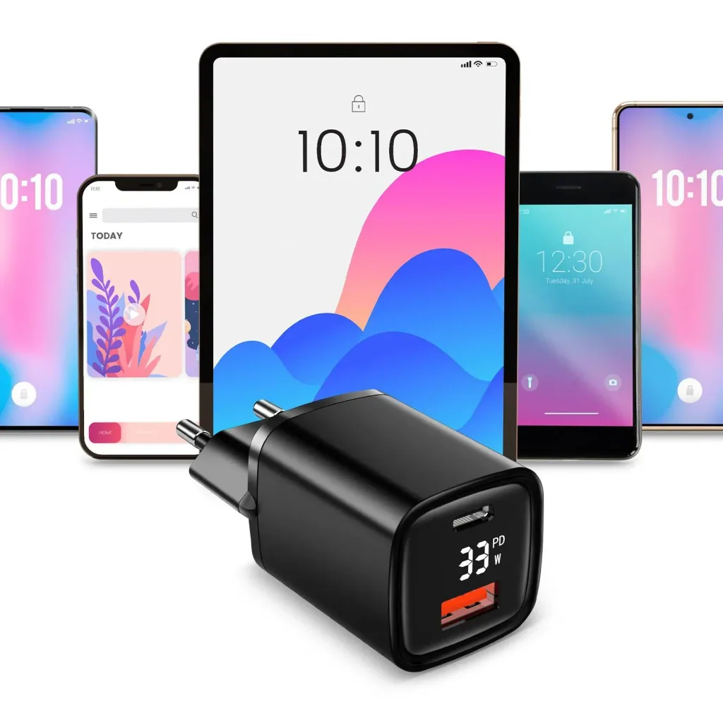 Dual USB charger with USB-C / A port with fast charging function, 33 Watt PowerDevice