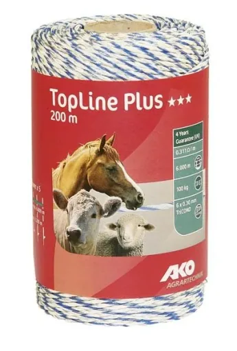 Top Line electric fence polywire, white/blue - 200 m