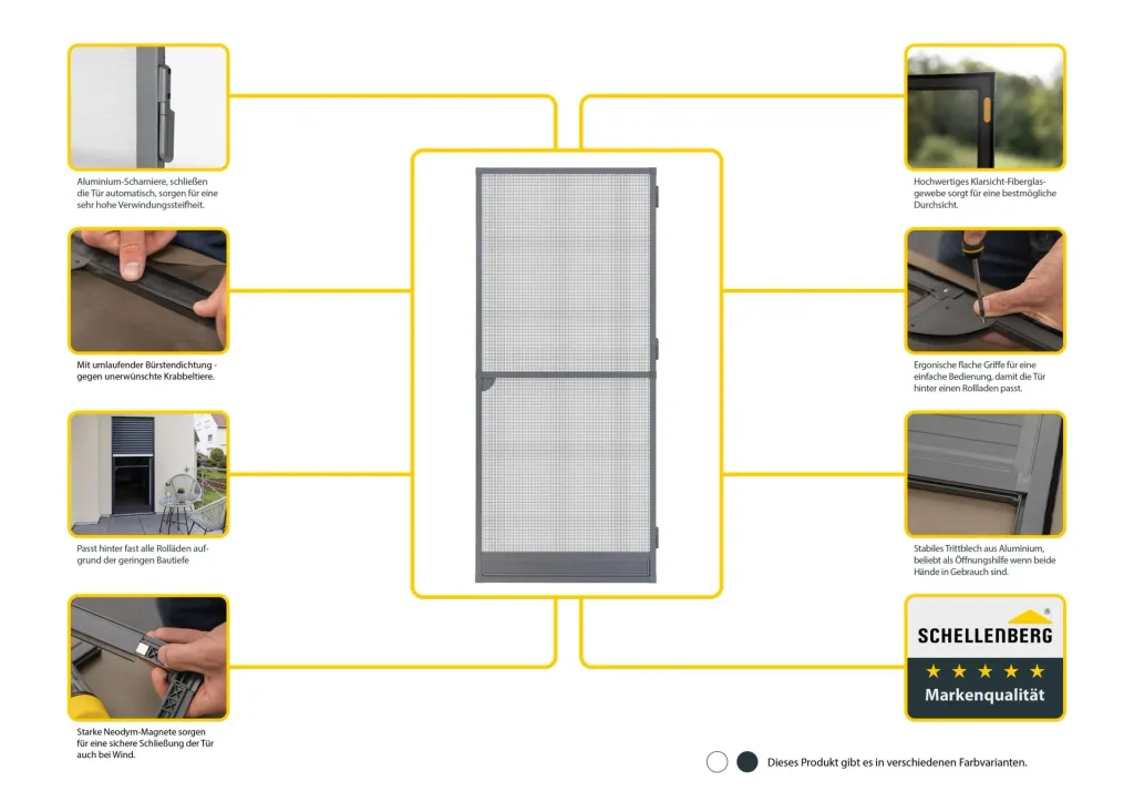 Premium fly screen door, 100 x 215 cm, anthracite
