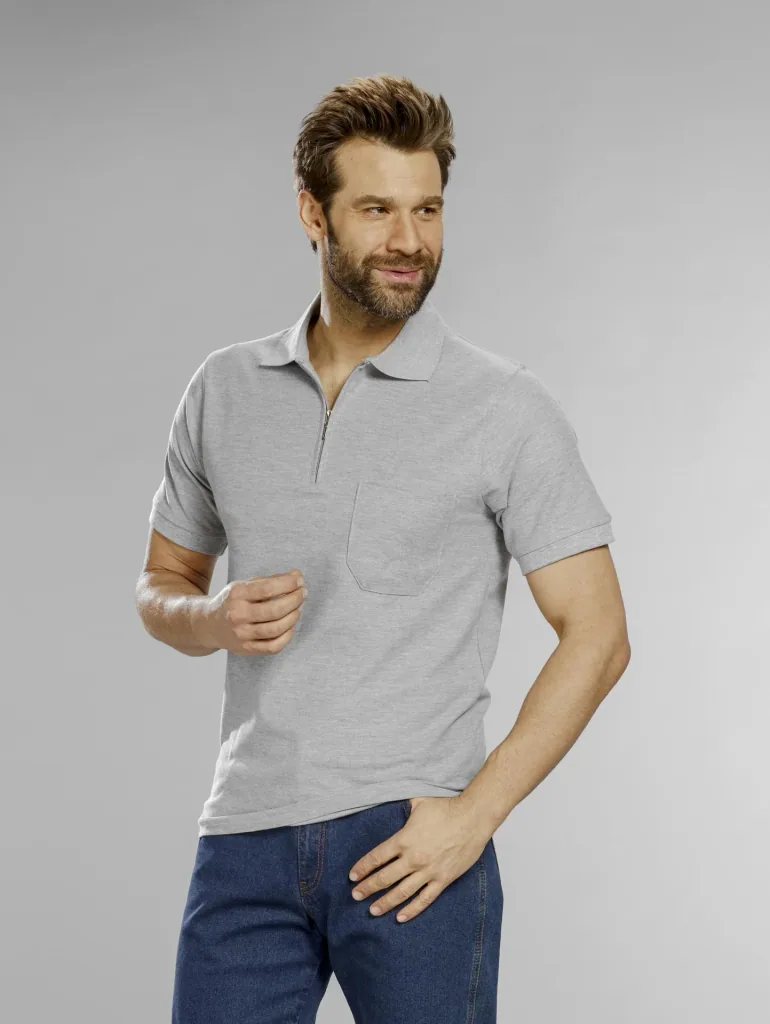Polo shirt with zip, silver, size XXL