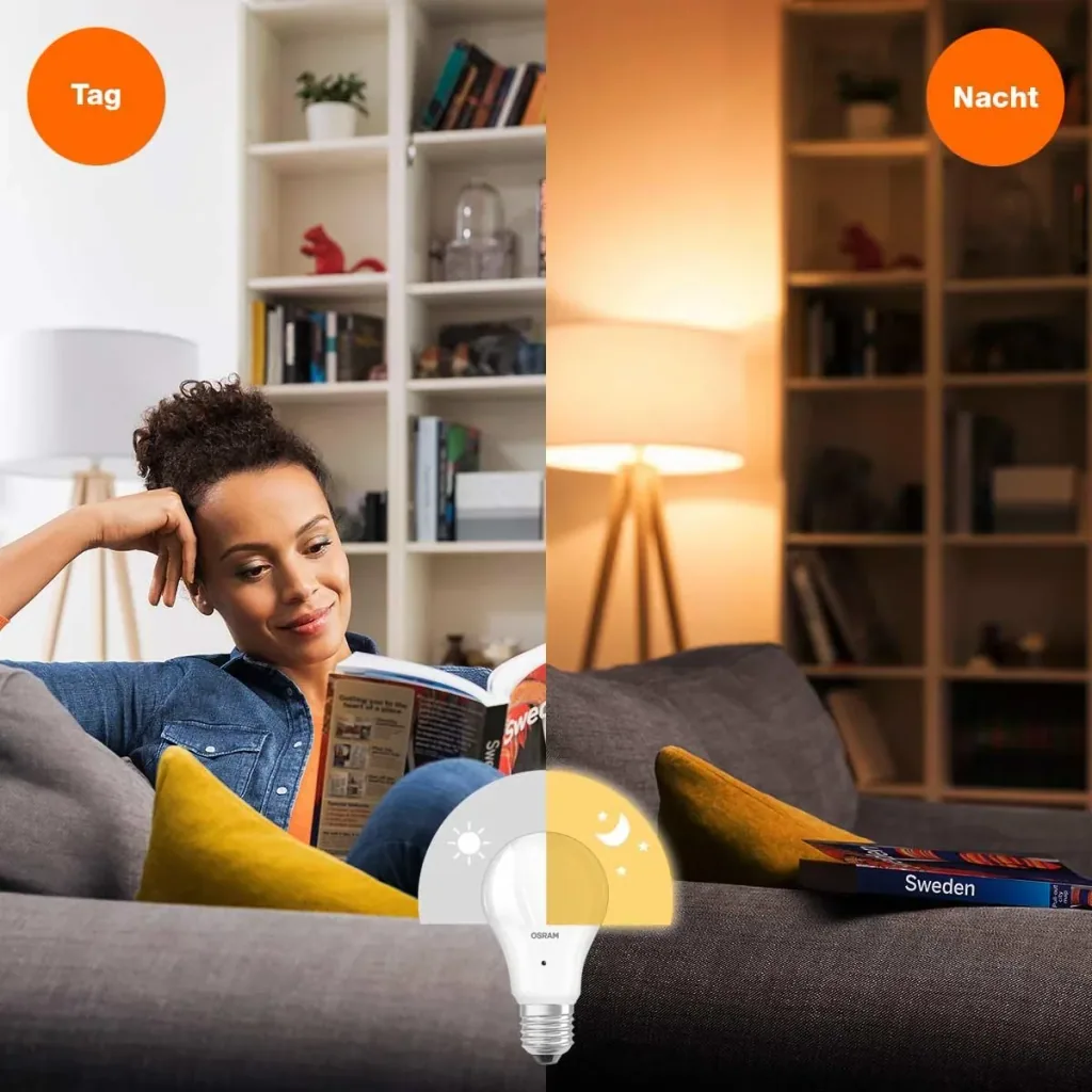 LED lamp Star in light bulb shape with daylight sensor, 10 watts, E27, warm white, matt