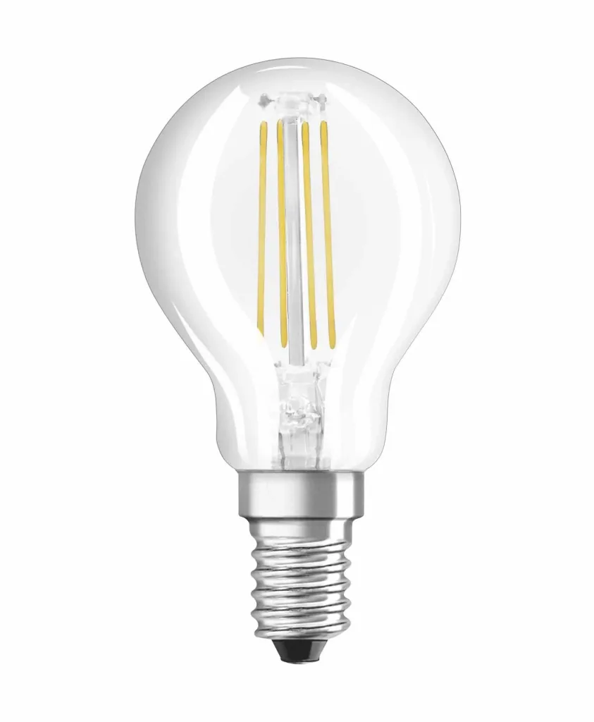 LED STAR FILAMENT drop lamp with 6.5 watts, E14, warm white, clear