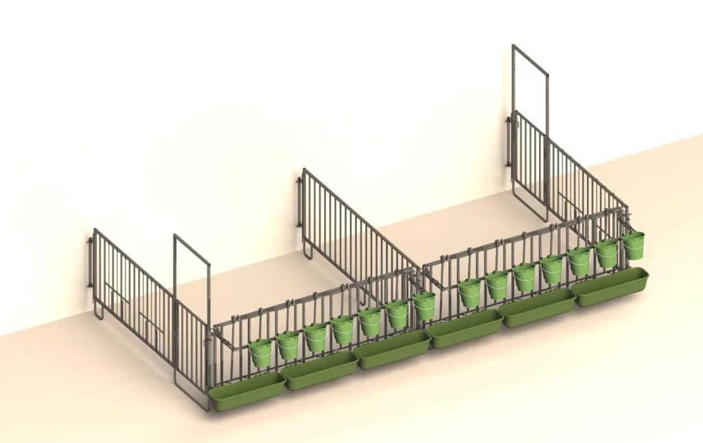Catch grid with 7 feeding places for modular fence housing