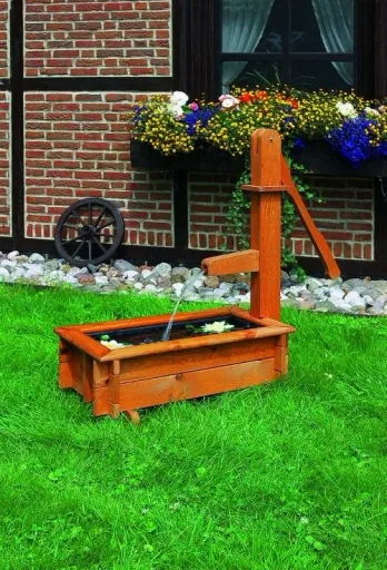 Wooden trough 70 cm with wooden handle pump
