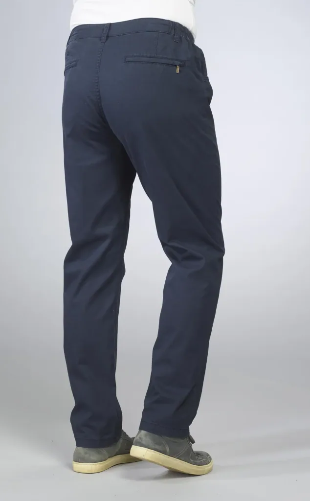 Stretch trousers with comfortable waistband, color navy, size 48