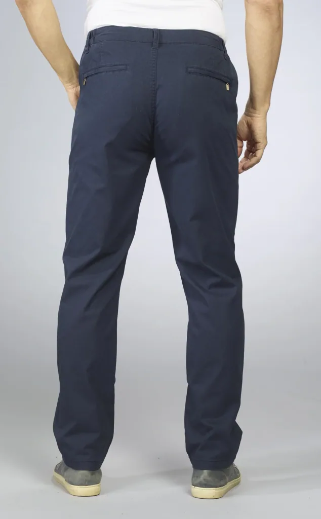 Stretch trousers with comfortable waistband, color navy, size 48
