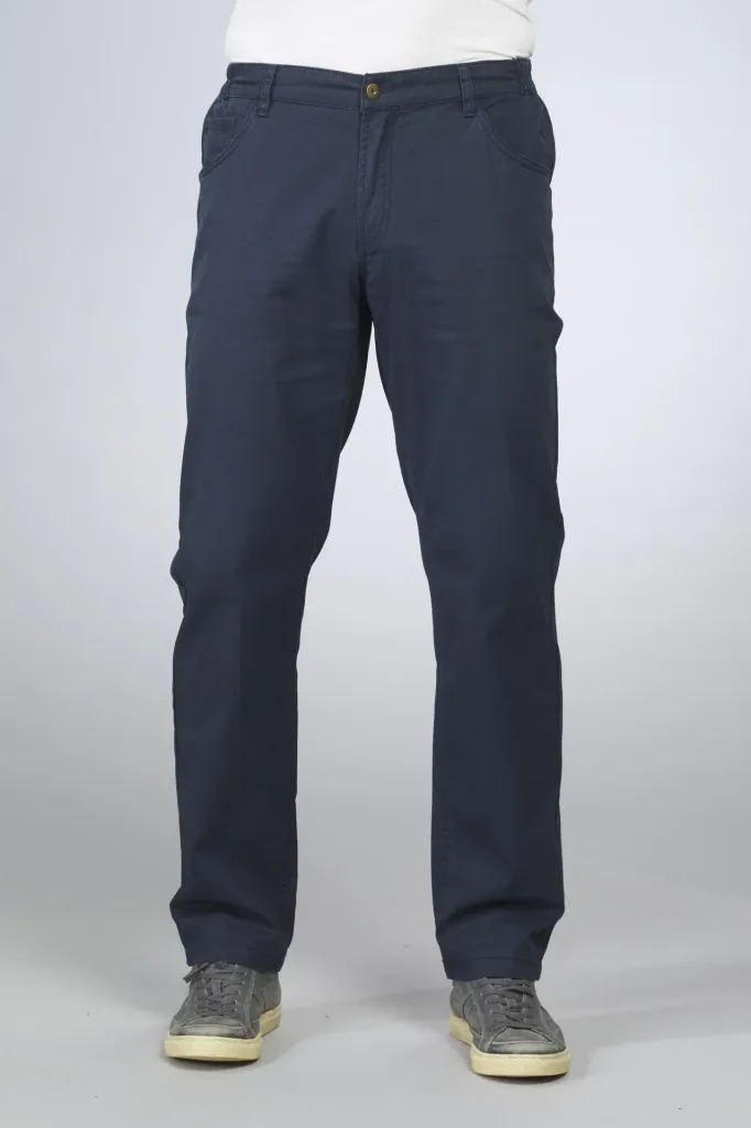 Stretch trousers with comfortable waistband, color navy, size 48