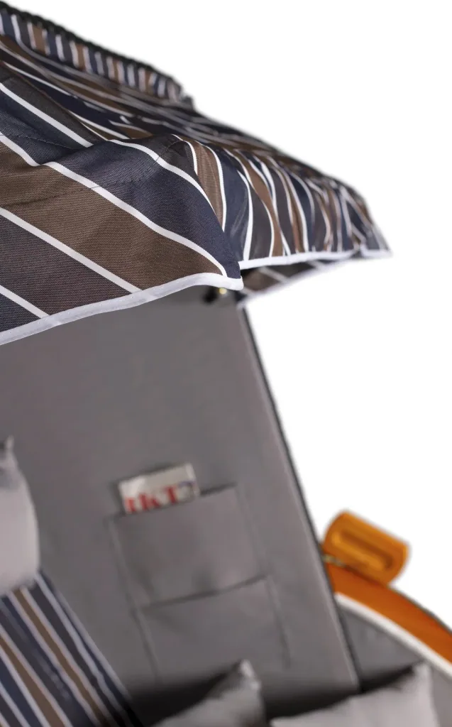 Beach chair "Baltic Sea" striped anthracite/brown